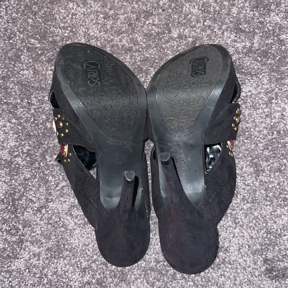 Black velvety jewel stone heels - Picture 6 of 6